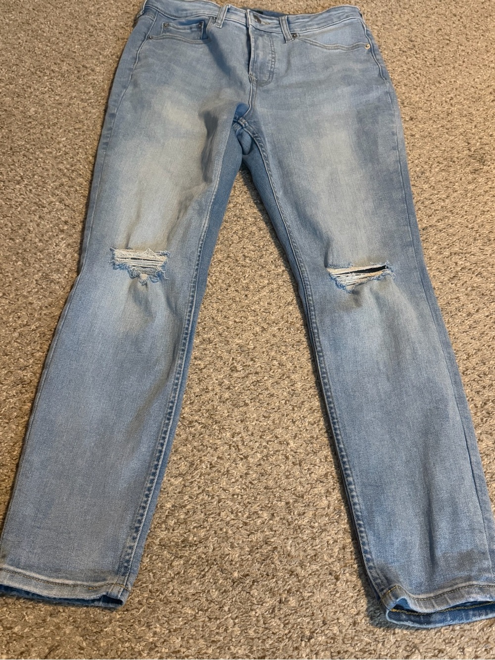 Free Assembly Light Wash Cropped Distressed Jeans - Women's Ankle Length